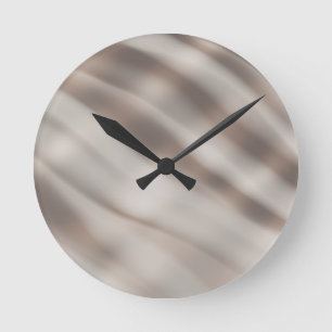 Waves of Taupe - Neutral Decor - Fluid Art Runde Wanduhr