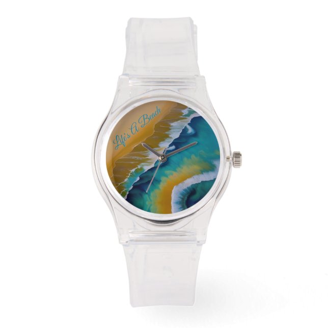 Waves on a Beach - Life ist ein Strand Armbanduhr (Vorderseite)