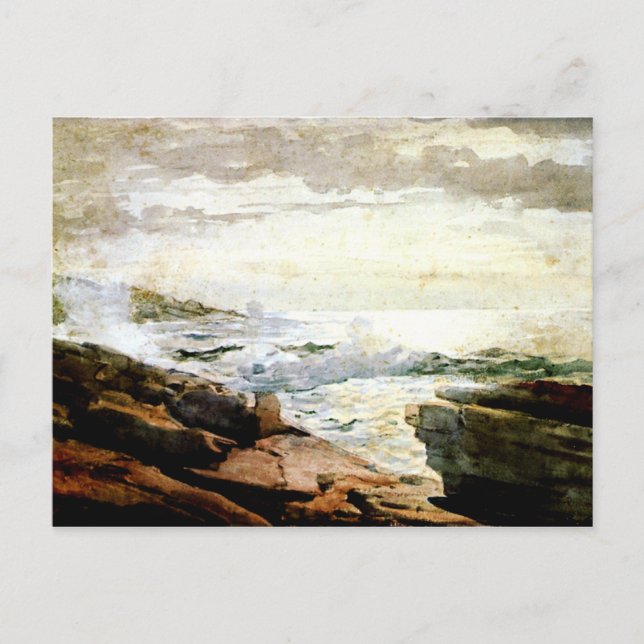 Waves on a Rocky Coast, Kunstwerk von Winslow Home Postkarte (Vorderseite)