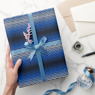 Waves pattern -01 Black BG Geschenkpapier
