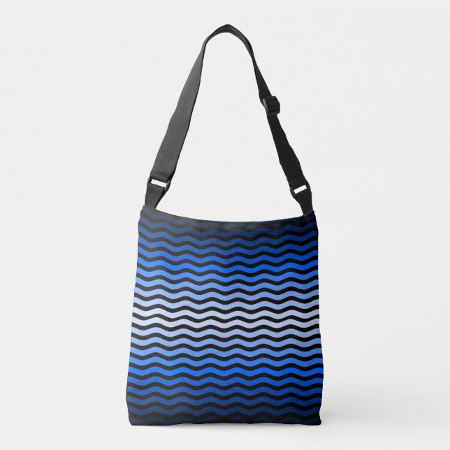 Waves pattern -01 Black BG Tragetaschen Mit Langen Trägern (Vorderseite)