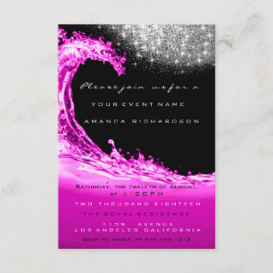 Waves Pink Fuchsia Brautparty Modernes Geburtstag Einladung