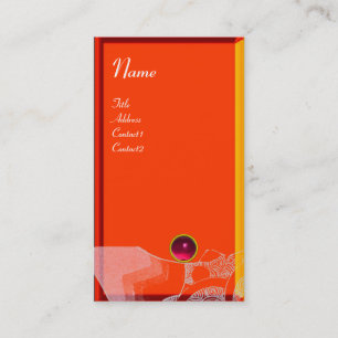 WAVES RUBY MONOGRAM, rosa, gelb orange, weiß Visitenkarte