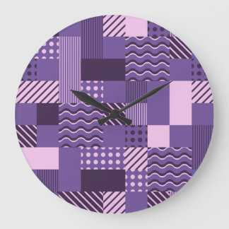 Waves Stripes Punkte: Moderne Nahtlos. Große Wanduhr