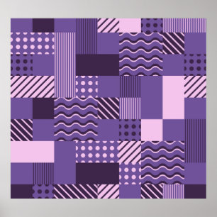 Waves Stripes Punkte: Moderne Nahtlos. Poster