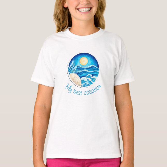 Waves, sun, shell T-Shirt (Vorderseite)