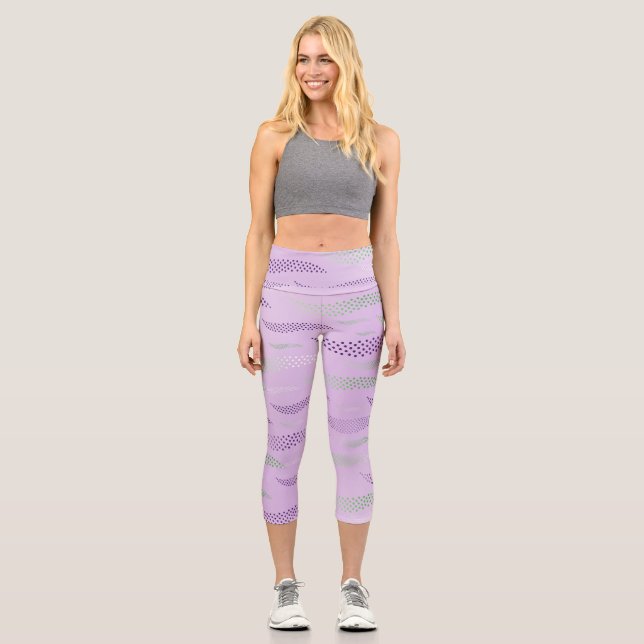 Waves Tiger (stilisiertes Muster) 3 Capri Leggings (Vorderseite)