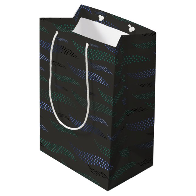 Waves Tiger (stilisiertes Muster) 7 Mittlere Geschenktüte (Rückseite Schrägansicht)