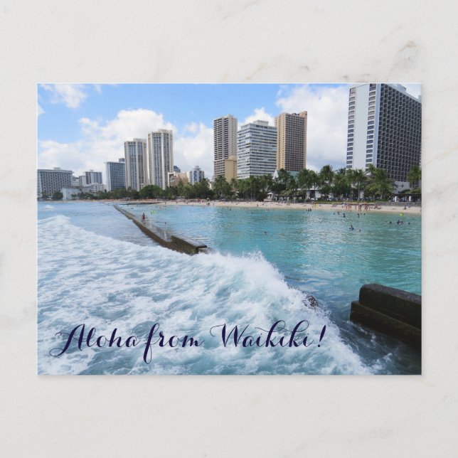 Waves Waikiki Beach Honolulu Hawaii Pazifischer Oz Postkarte (Vorderseite)