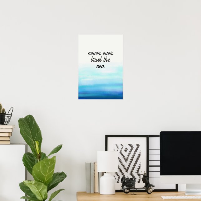 Waves Watercolor Blue Poster (Heimbüro)