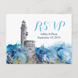 Waves Wedding RSVP Einladungspostkarte