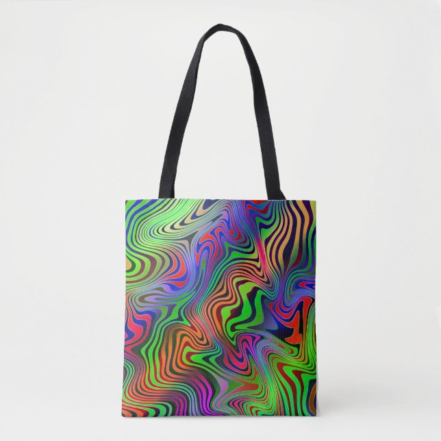 wavey psychedelic multicolfarbene Linien Tasche (Vorderseite)
