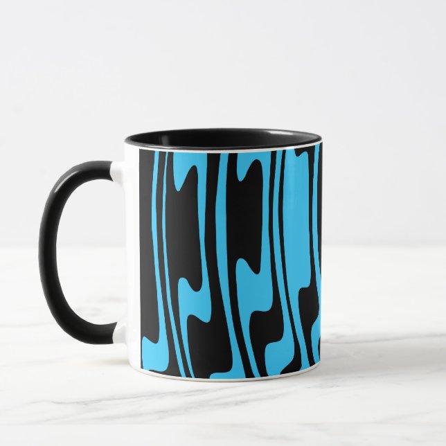 Wavey Stripey - Blau und Schwarz Tasse (Links)