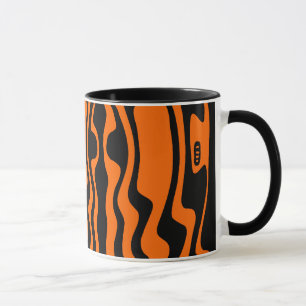 Wavey Stripey - Schwarzes und Orange Tasse