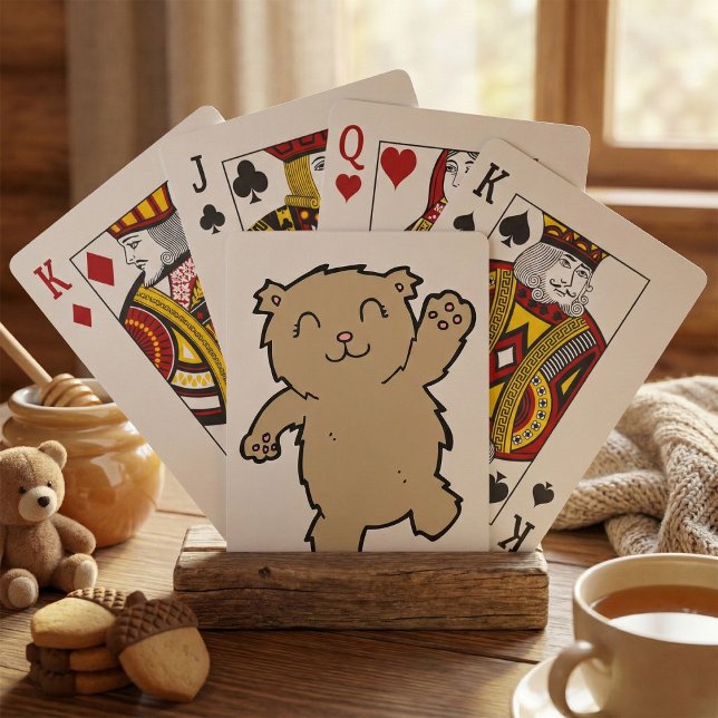 Waving Adorable Lächelbär Spielkarten (Von Creator hochgeladen)