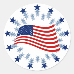 WAVING AMERICAN FLAG RUNDER AUFKLEBER