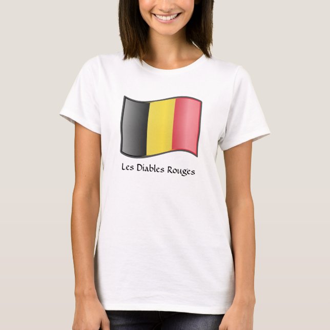 Waving belgische Flag Les Diables Rouges T - Shirt (Vorderseite)