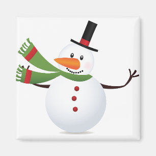Waving Carrot Nose Snowman Magnet