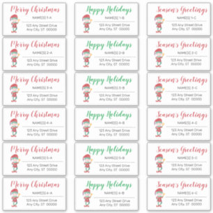 Waving Elf Weihnachtsadressen Labels