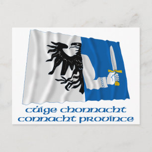 Waving Flag der Provinz Connacht mit Name Postkarte