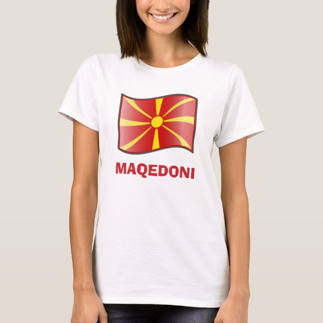 Waving Flag Mazedonien Maqedoni T - Shirt (Vorderseite)