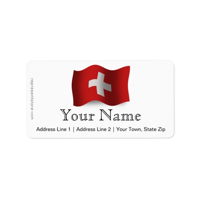 Waving Flag Schweiz Adressaufkleber (Vorne)