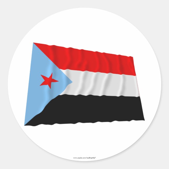 Waving Flag Südjemen (1967-1990) Runder Aufkleber (Vorderseite)