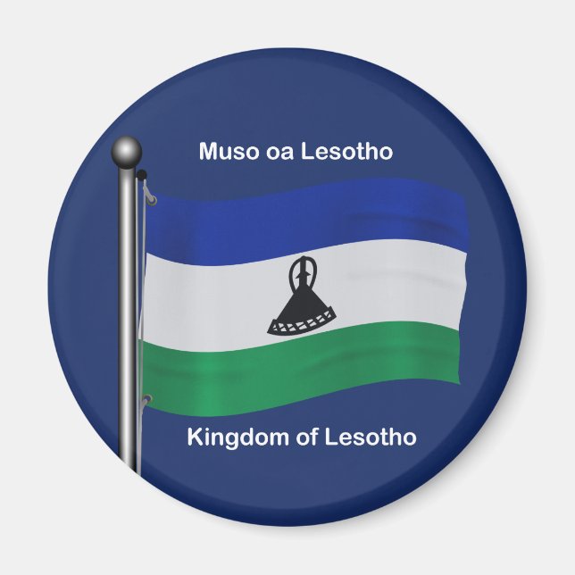 Waving Flag von Lesotho Magnet (Vorne)