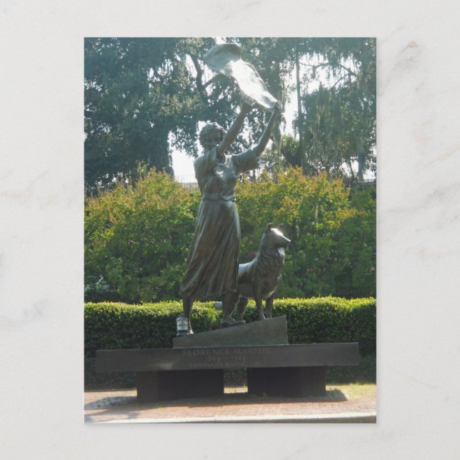 Waving Girl Statue Savannah, Georgia Postkarte (Vorderseite)