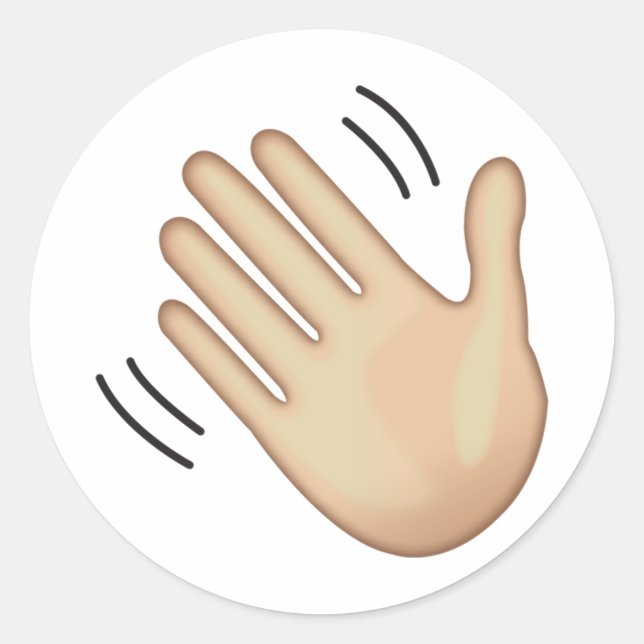 Waving Hand Sign - Emoji Runder Aufkleber (Vorderseite)