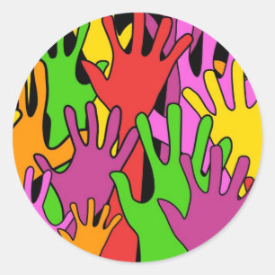 Waving Hands Runder Aufkleber