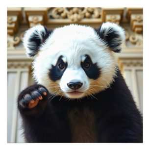 Waving Panda Design Fotodruck
