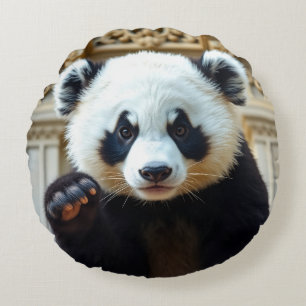 Waving Panda Design Rundes Kissen
