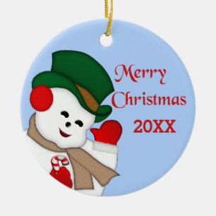 Waving Snowman Frohe Weihnachten 20XX Ornament