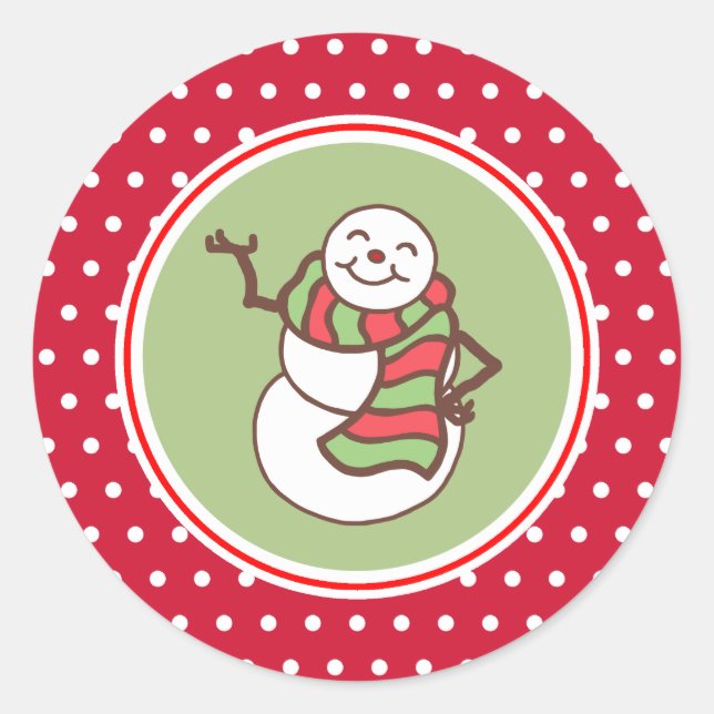 Waving Snowman Weihnachtskleber Runder Aufkleber (Vorderseite)