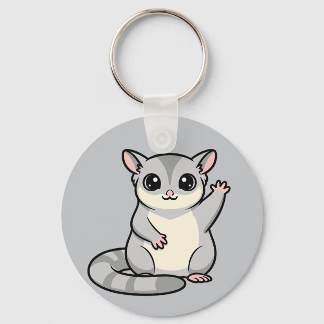 Waving Sugar Glider Cartoon Art Schlüsselanhänger (Vorderseite)