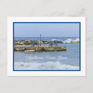 WAVS ROLL IN GREEK SEASIDE DORF POSTKARTE