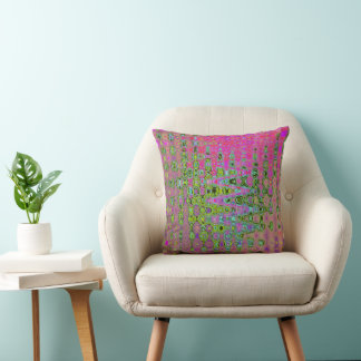 Wavy Abstract Green and Red Retro Mosaic Zigzags Kissen