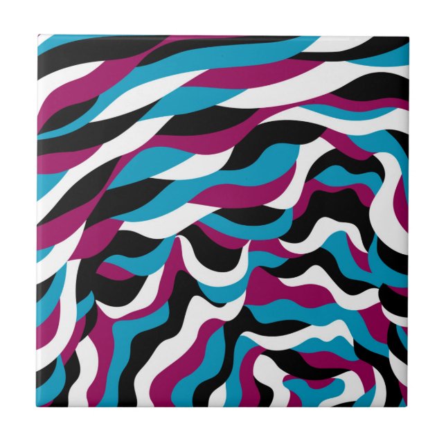 Wavy Abstrakt Minimalistisch Cool Moderne Retro-To Fliese (Vorderseite)
