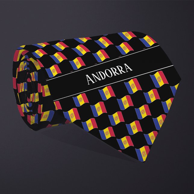Wavy Andorra Flag Pattern Krawatte (Von Creator hochgeladen)