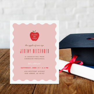 Wavy Apple Preschool Graduation Party Invitation