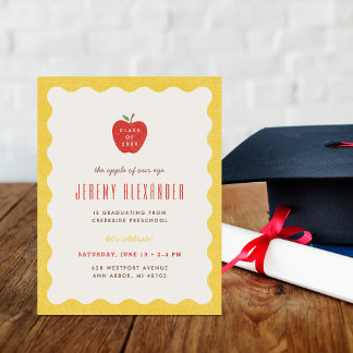 Wavy Apple Preschool Graduation Party Invitation Einladung