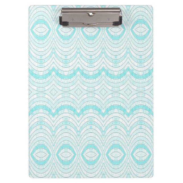 Wavy Aqua Geometric Muster Klemmbrett (Vorderseite)