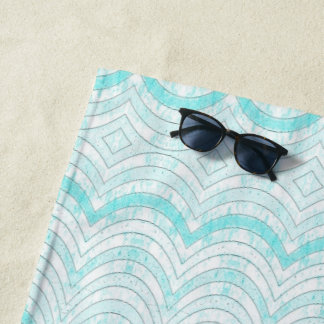 Wavy Aqua Geometric Muster Strandtuch