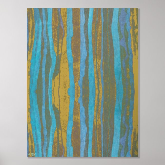 Wavy Batik Streifen Gold Foil Print Foliendrucke (Vorderseite)