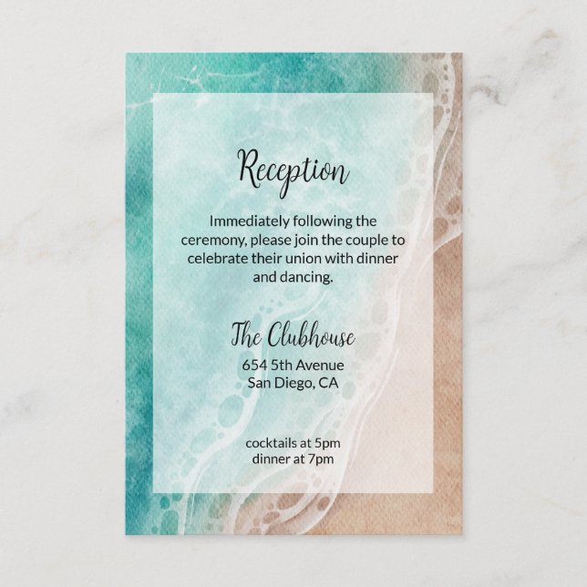 Wavy Beach Outdoor Hochzeitsempfangskarte Einladung (Vorderseite)
