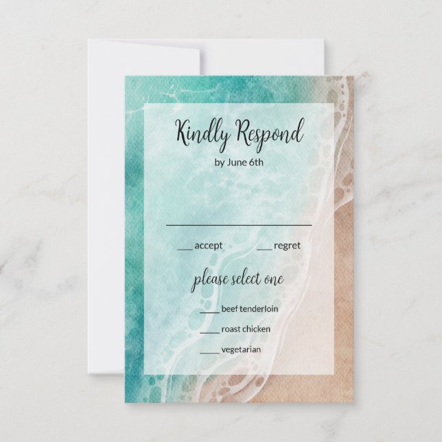 Wavy Beach Outdoor Hochzeitskarte RSVP Einladung (Vorderseite)