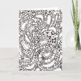 Wavy Bendy Circles Square Abstract Pen Drawing Karte