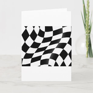 Wavy Black and White Checkered Flag Racing Karte