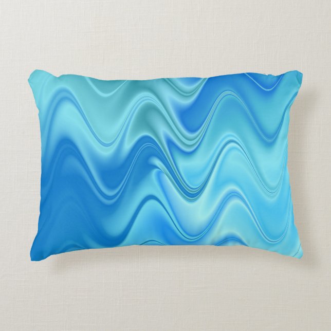 Wavy Blue Abstrakt Dekokissen (Vorderseite)